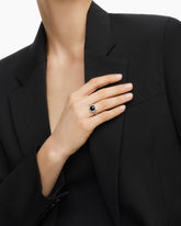 Chatelaine® Pavé Bezel Ring in Sterling Silver with Black Onyx and Diamonds, 9mm